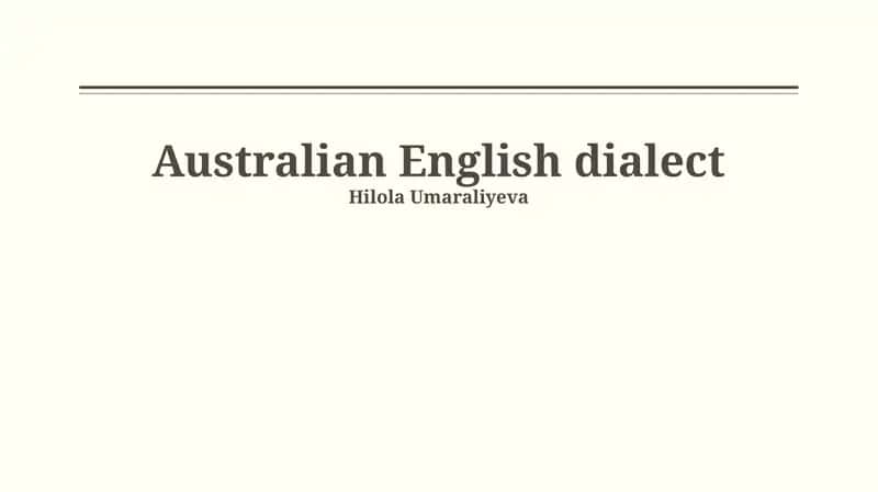 Australian English dialect