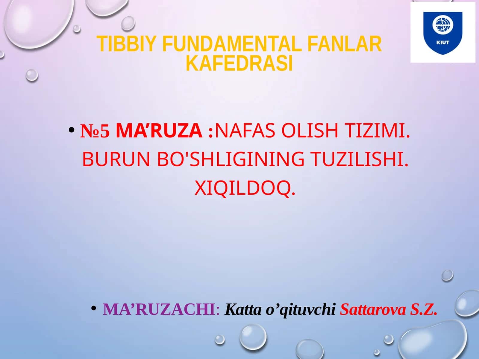 Tibbiy Fundamental Fanlar Kafedrasi