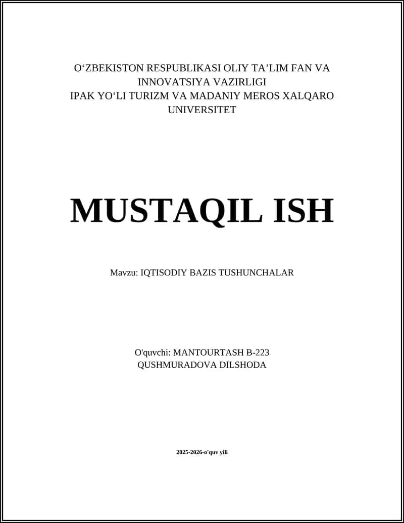 IQTISODIY BAZIS TUSHUNCHALAR