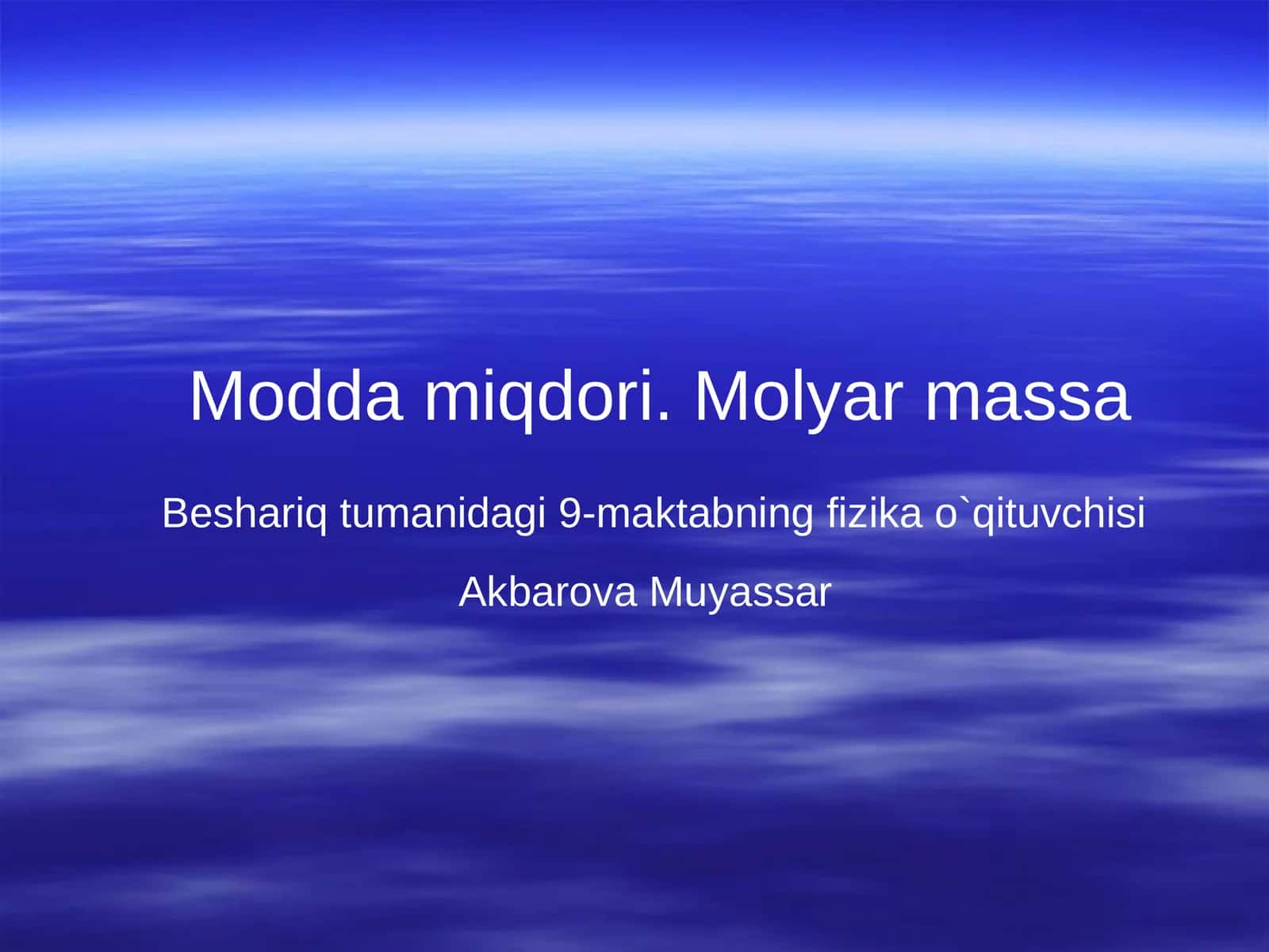 Beshariq tumanidagi 9-maktabning fizika o`qituvchisi