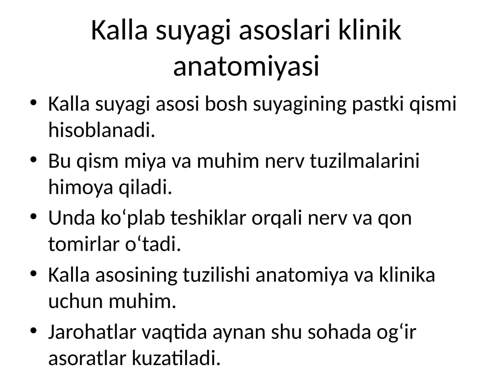 Kalla suyagi asoslari klinik anatomiyasi