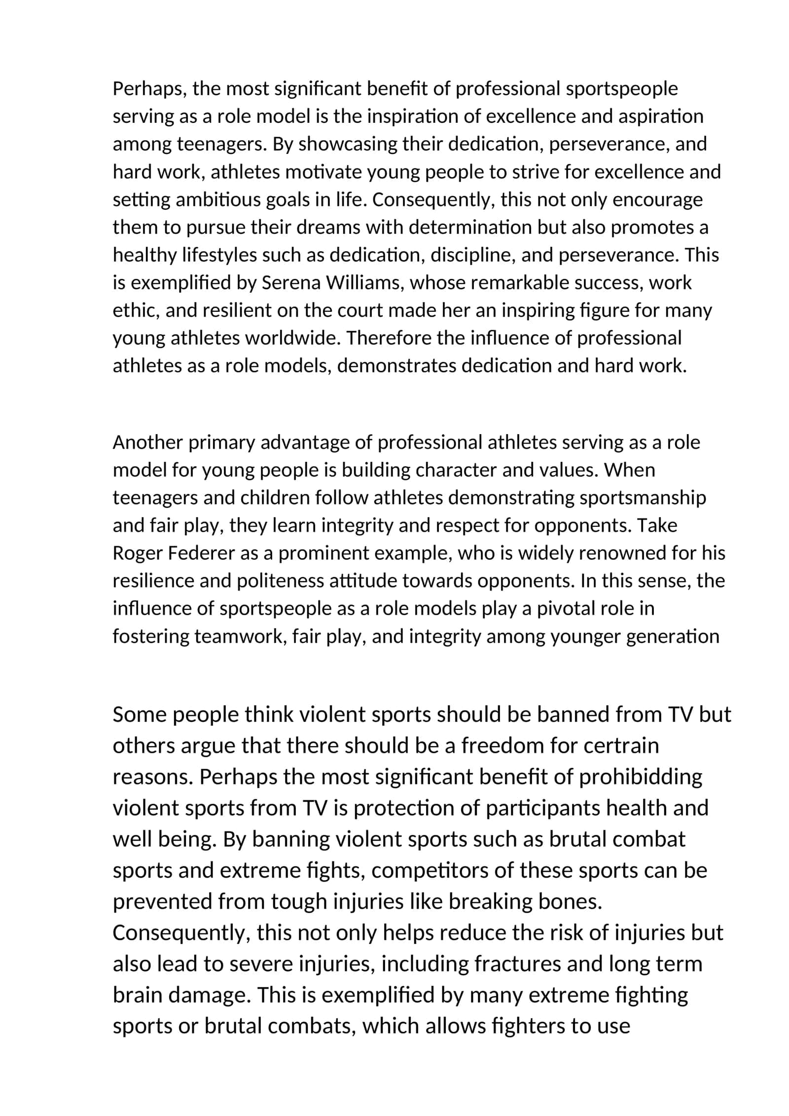 Professional Athletes as Role Models