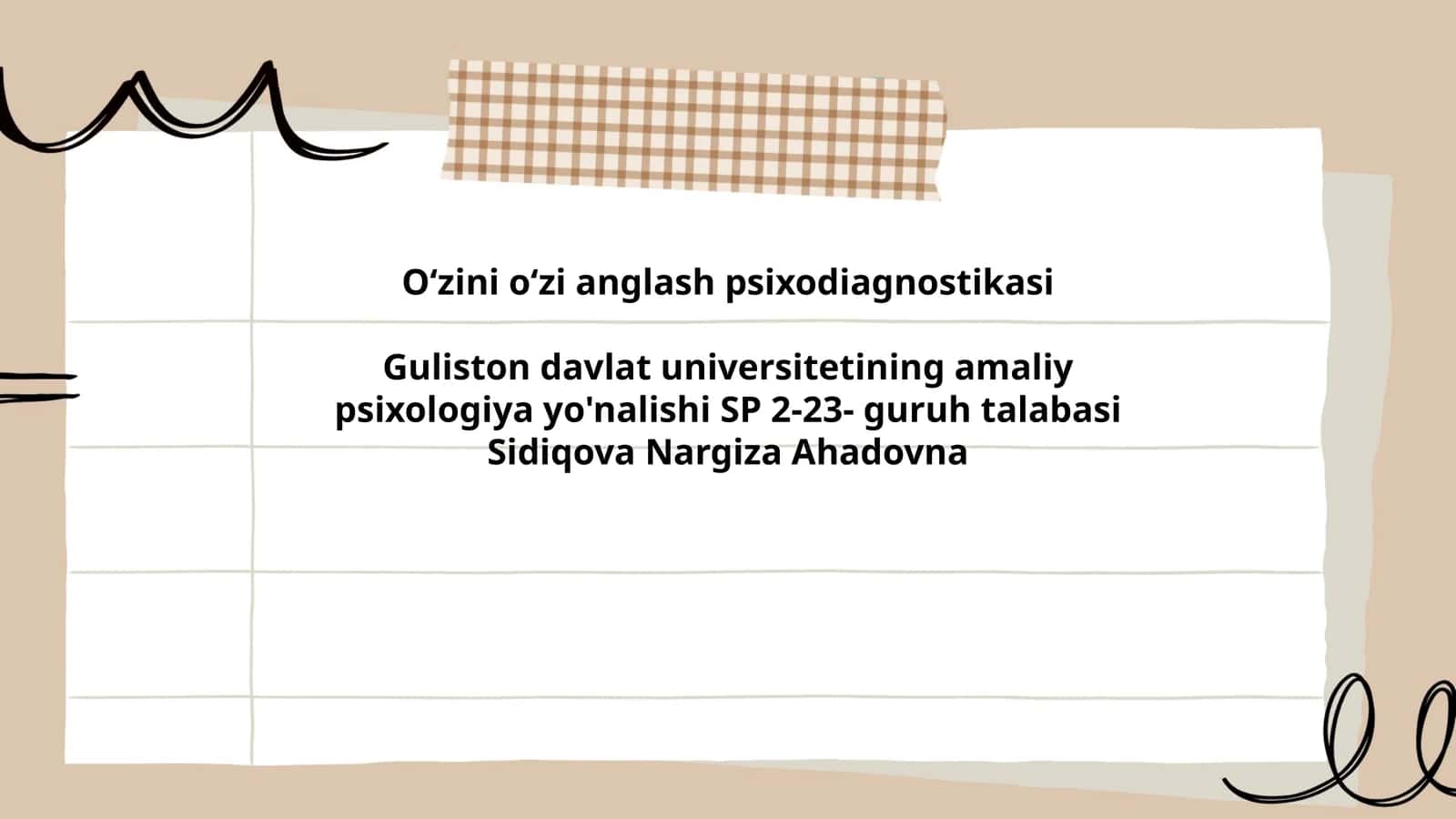 O'zini o'zi anglash psixodiagnostikasi