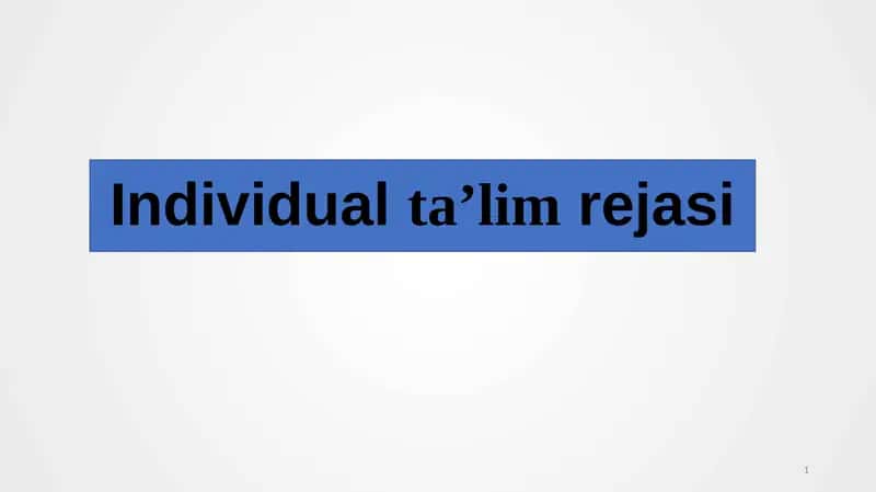 Individual ta’lim rejasi