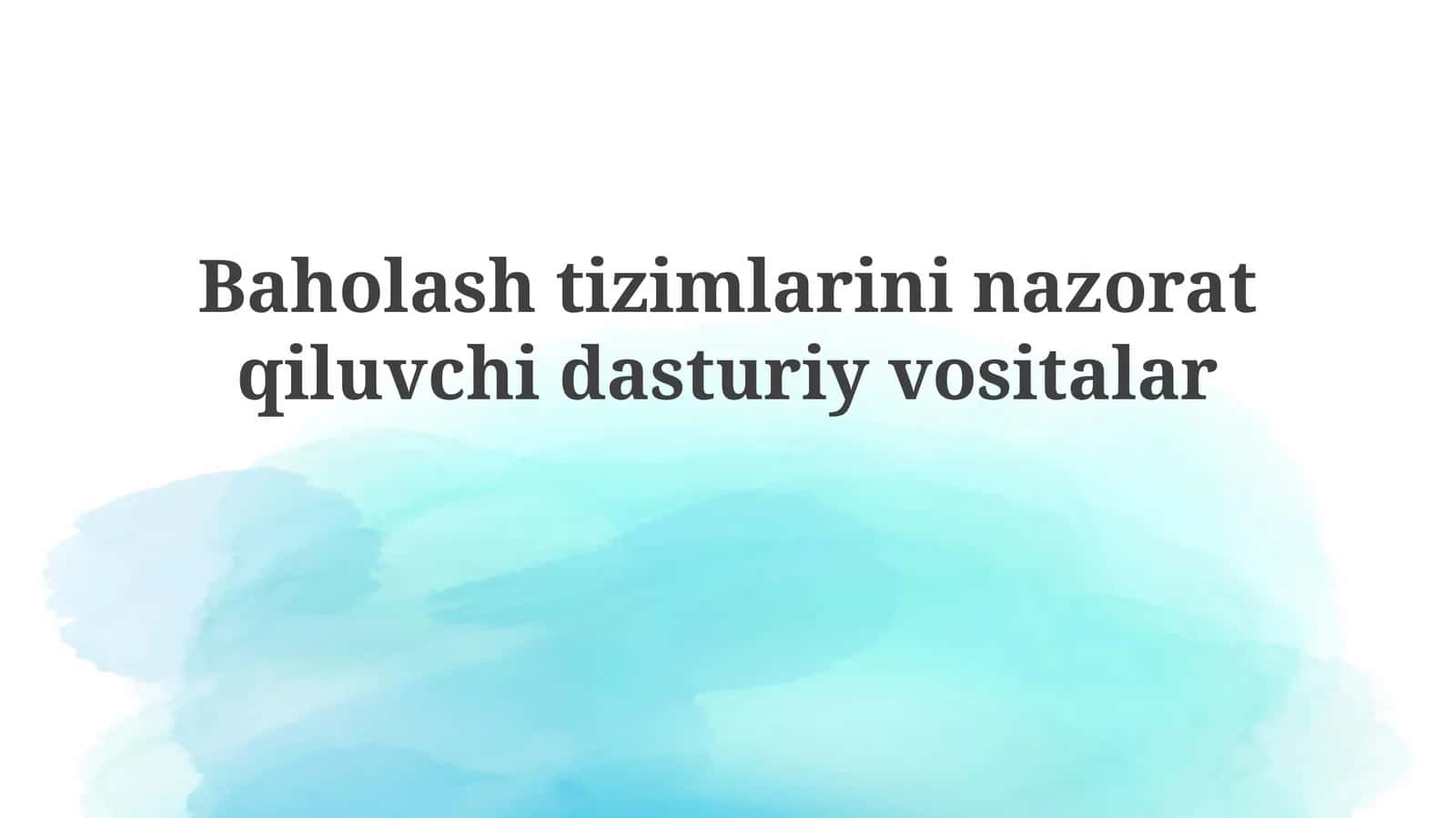 Baholashtizimlarininazoratqiluvchidasturiyvositalar