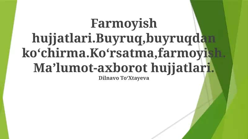 Buyurtma Hujjatlari