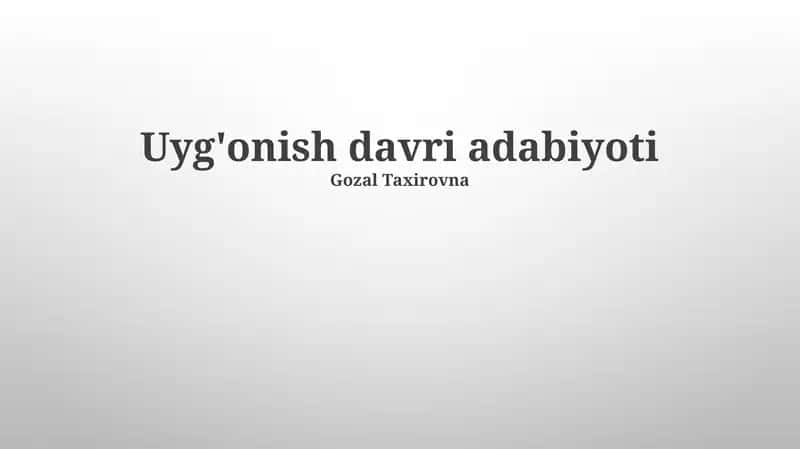 Uyg'onish davri adabiyoti