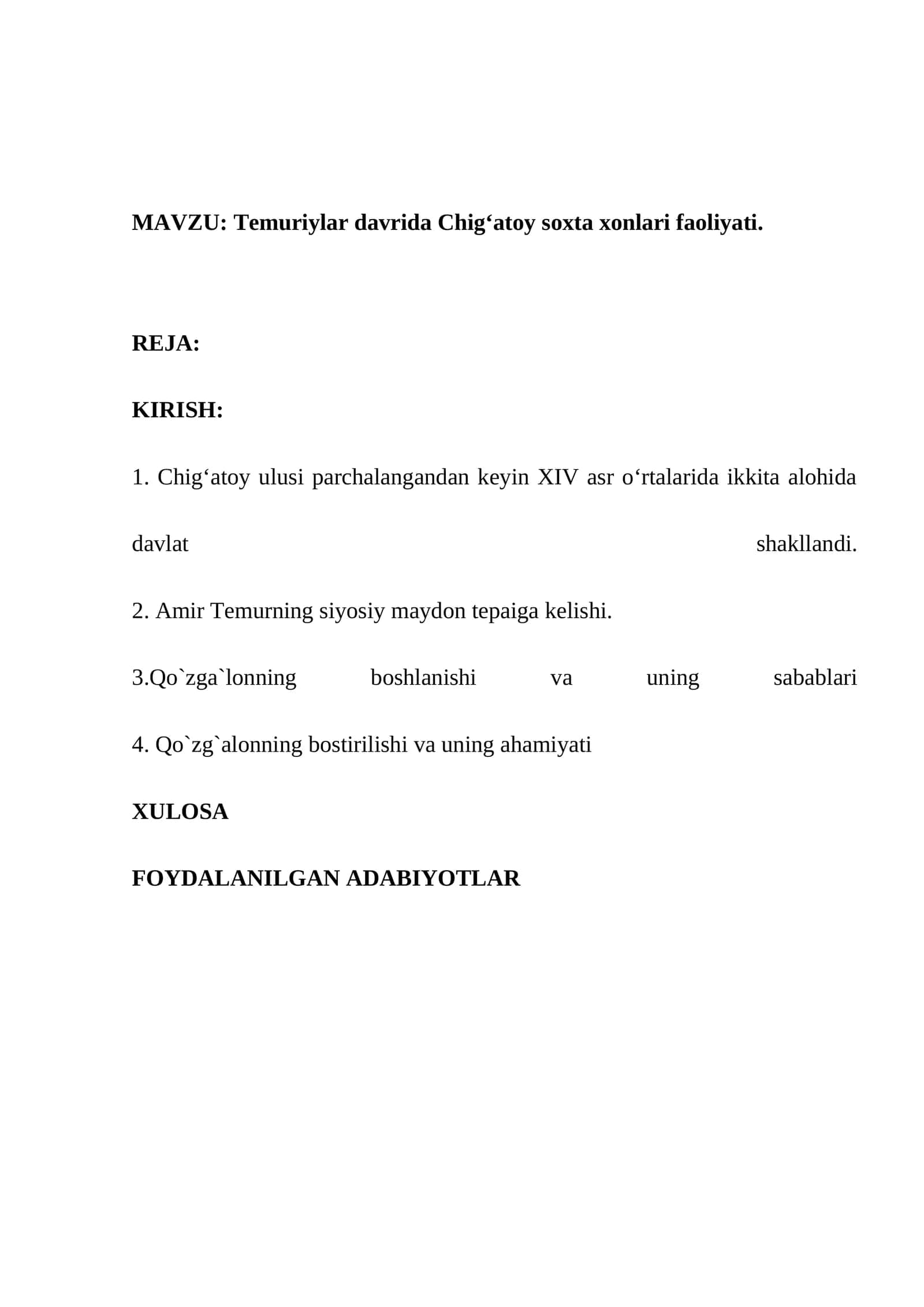 Temuriylar davrida Chig‘atoy soxta xonlari faoliyati