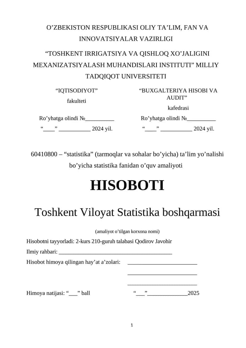 statitika fanidan o'quv amaliyoti