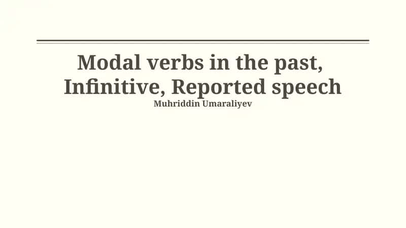 Modal Verbs in the Past Tense