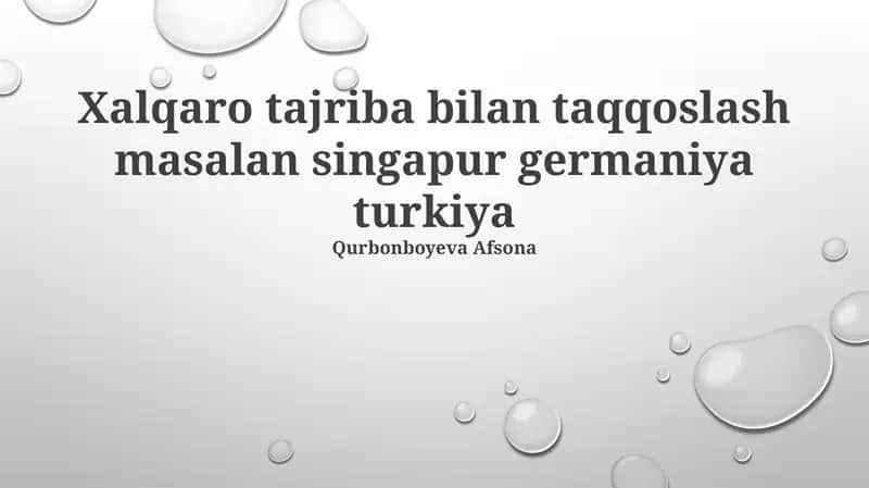 Xalqaro tajriba bilan taqqoslash masalasi