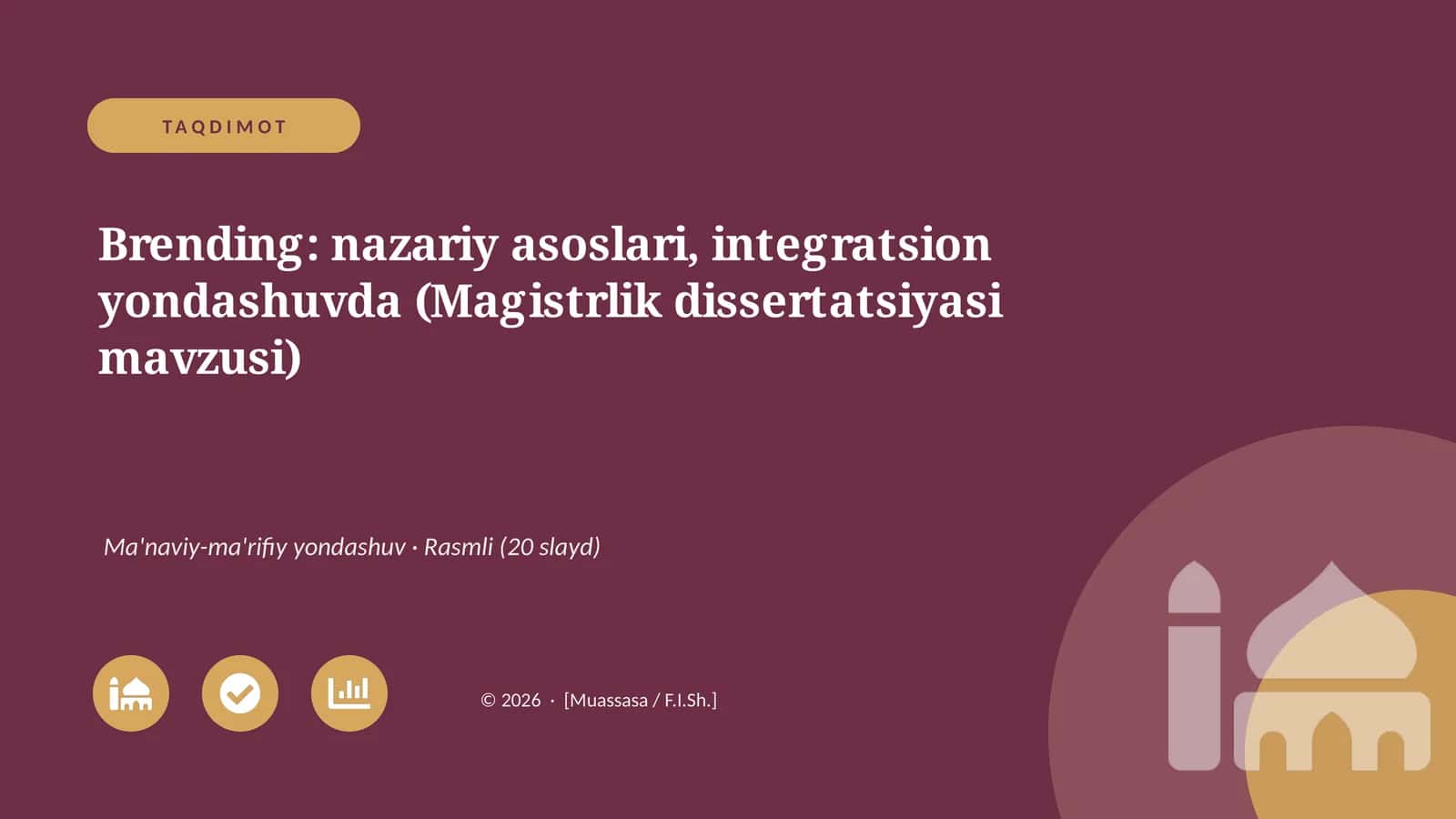 Brending: nazariy asoslari, integratsion yondashuvda (Magistrlik dissertatsiyasi mavzusi)