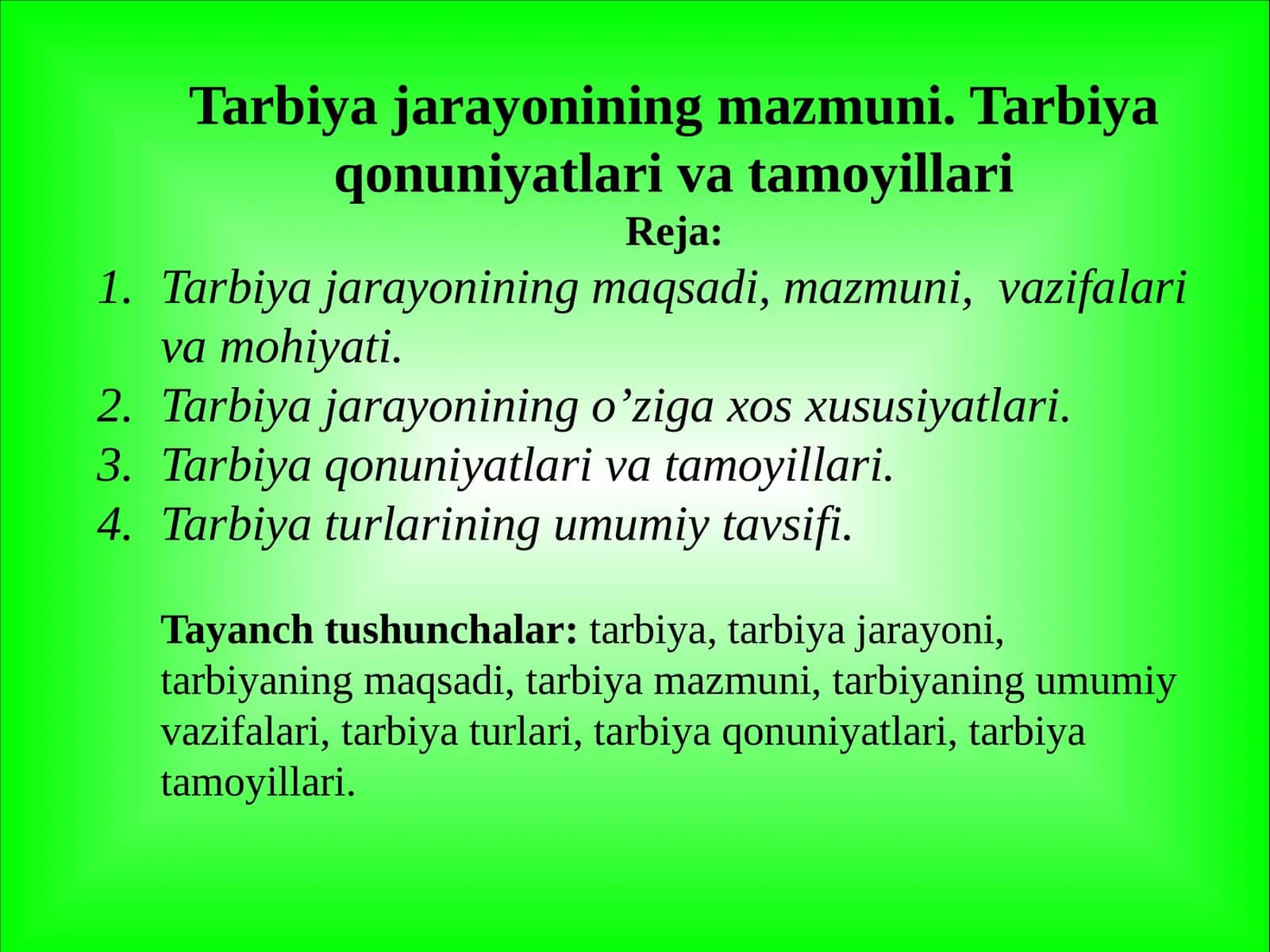 Tarbiyajarayoniningmazmuni