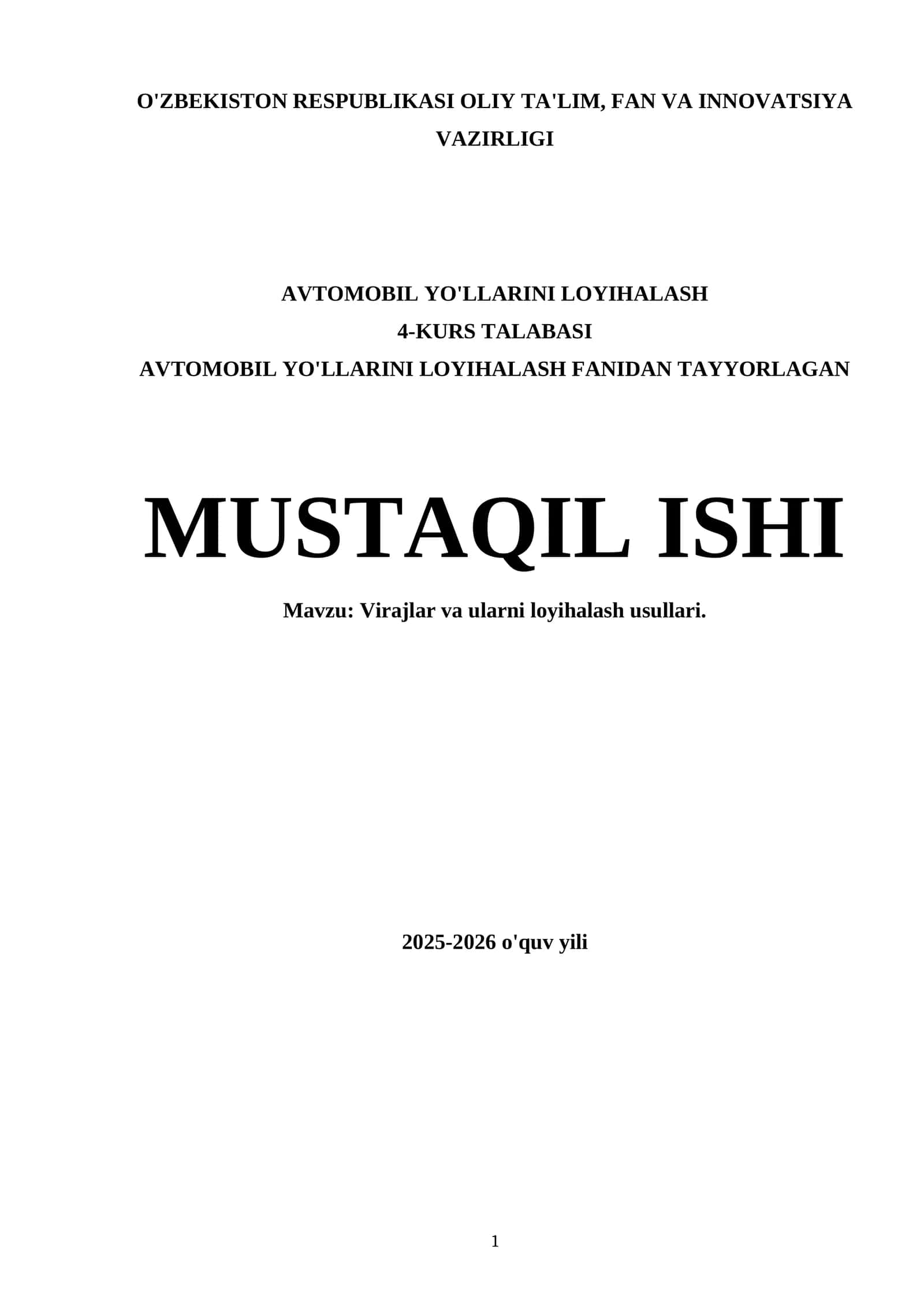 Virajlar va ularni loyihalash usullari
