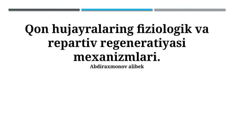 Suyak Hujayralarining Reparativ Regeneratsiyasi Mexanizmlari