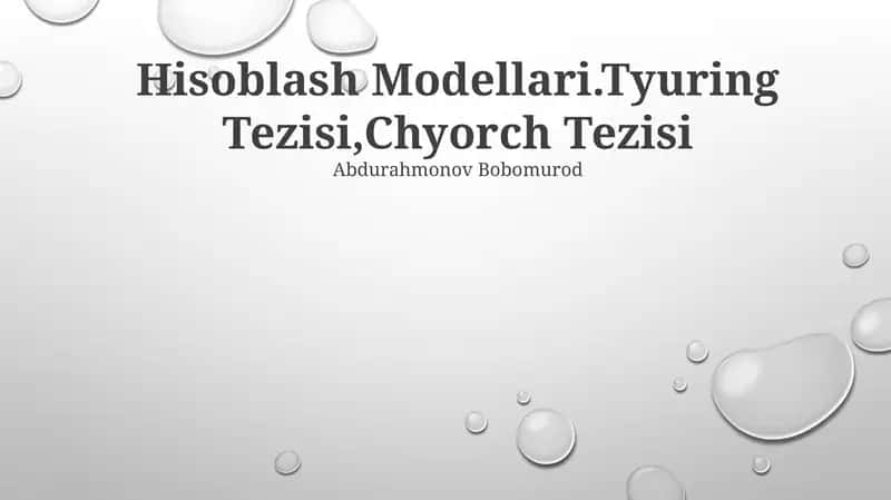 Hisoblash Modellari
