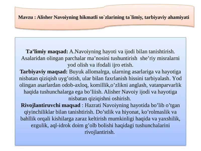 Alisher Navoiyning hayoti va ijodi