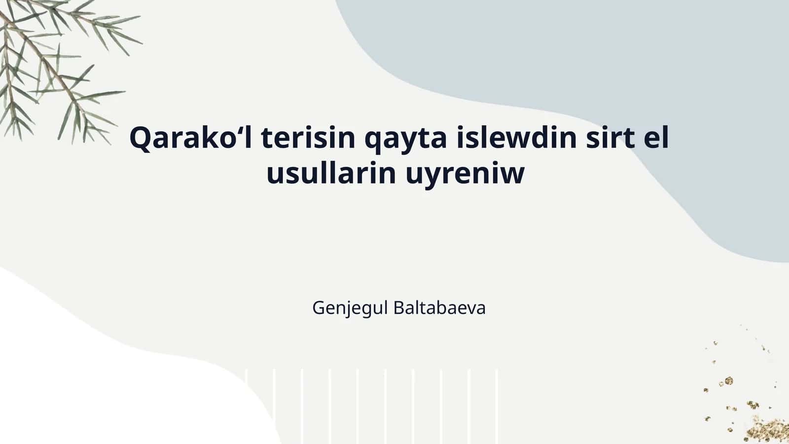 Qarakoʻl terisin qayta islewdin sirt el usullarin uyreniw