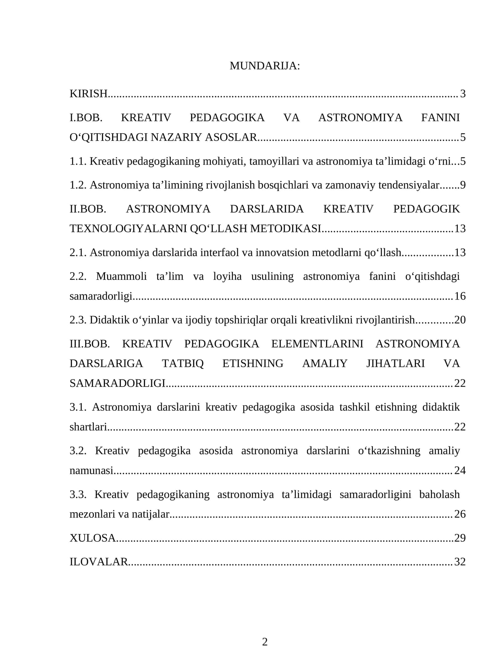 BOB. KREATIV PEDAGOGIKA VA ASTRONOMIYA FANINI O‘QITISHDAGI NAZARIY ASOSLAR