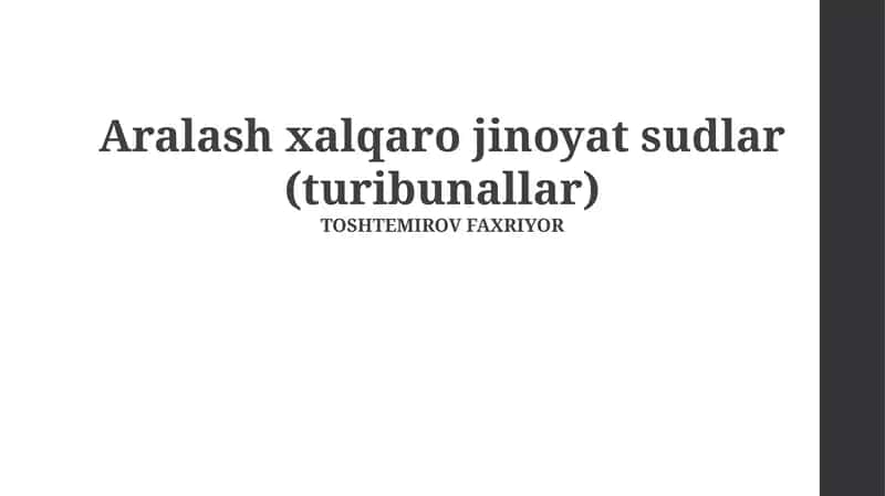 Aralash xalqaro jinoiy sudlar (tribunallar)