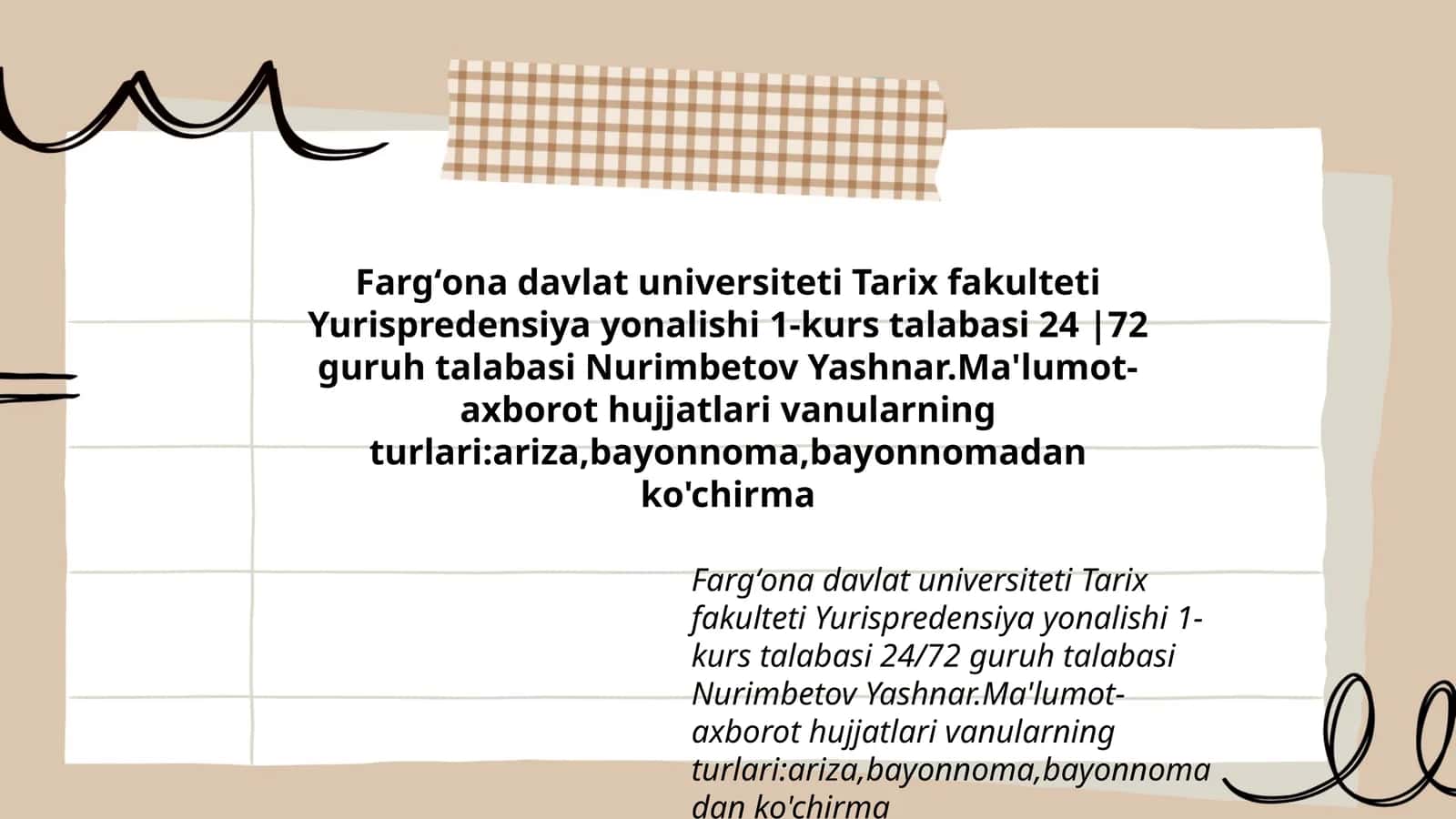 Ma'lumot-axborot hujjatlari vanularning turlari
