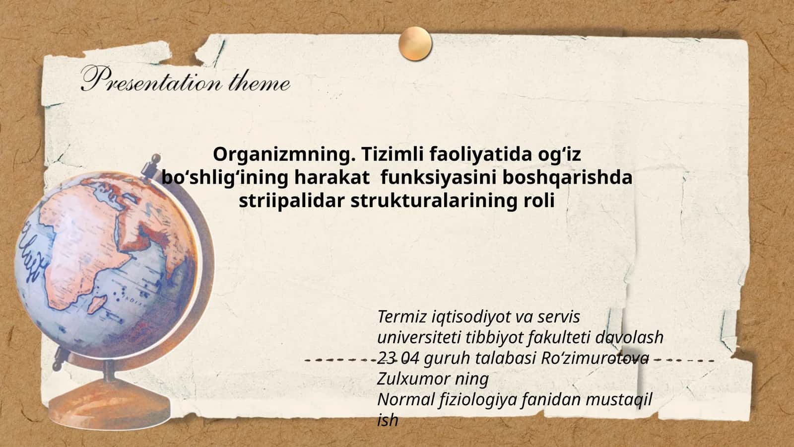 Normal fiziologiya fanidan mustaqil ish