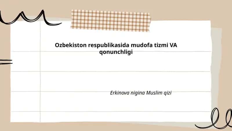Mudofa tizimi VA qonunchligi