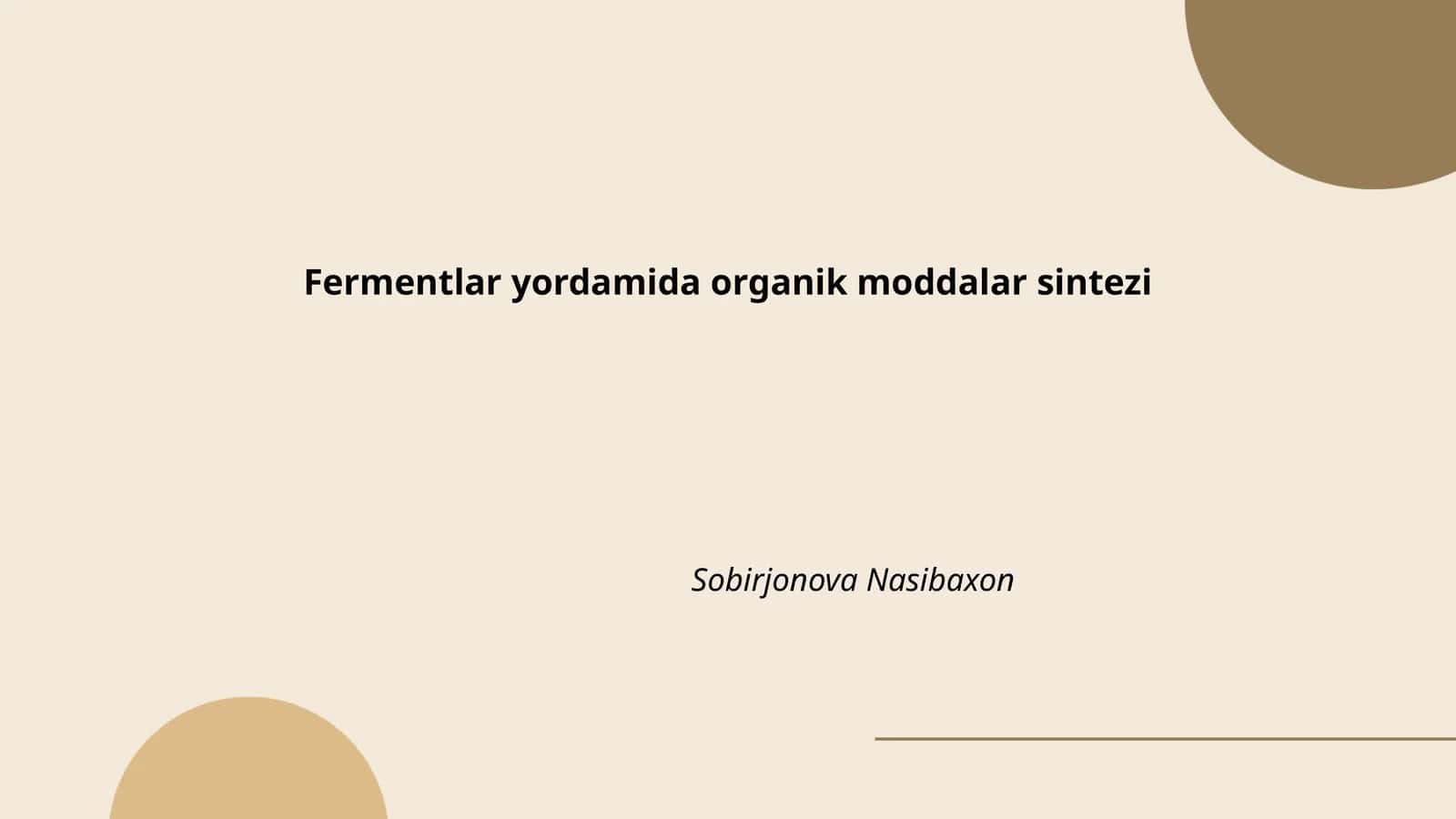 Organik Moddalar Sintezi