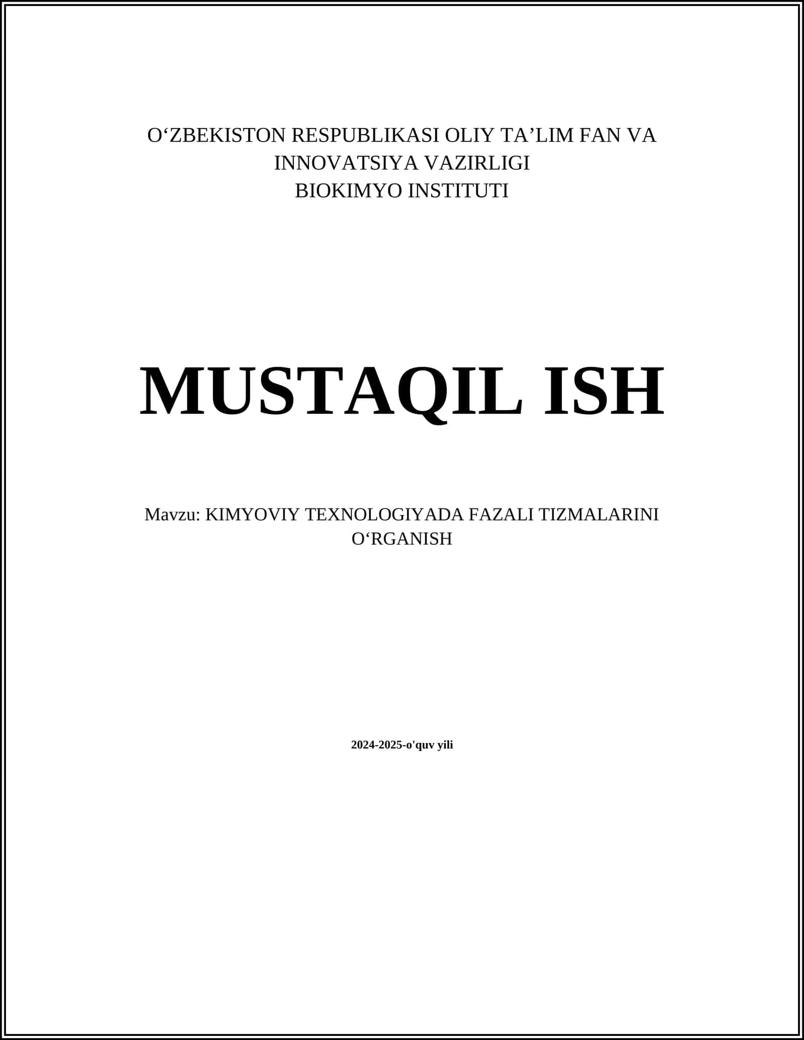 KIMYOVIY TEXNOLOGIYADA FAZALI TIZMALARINI OʻRGANISH