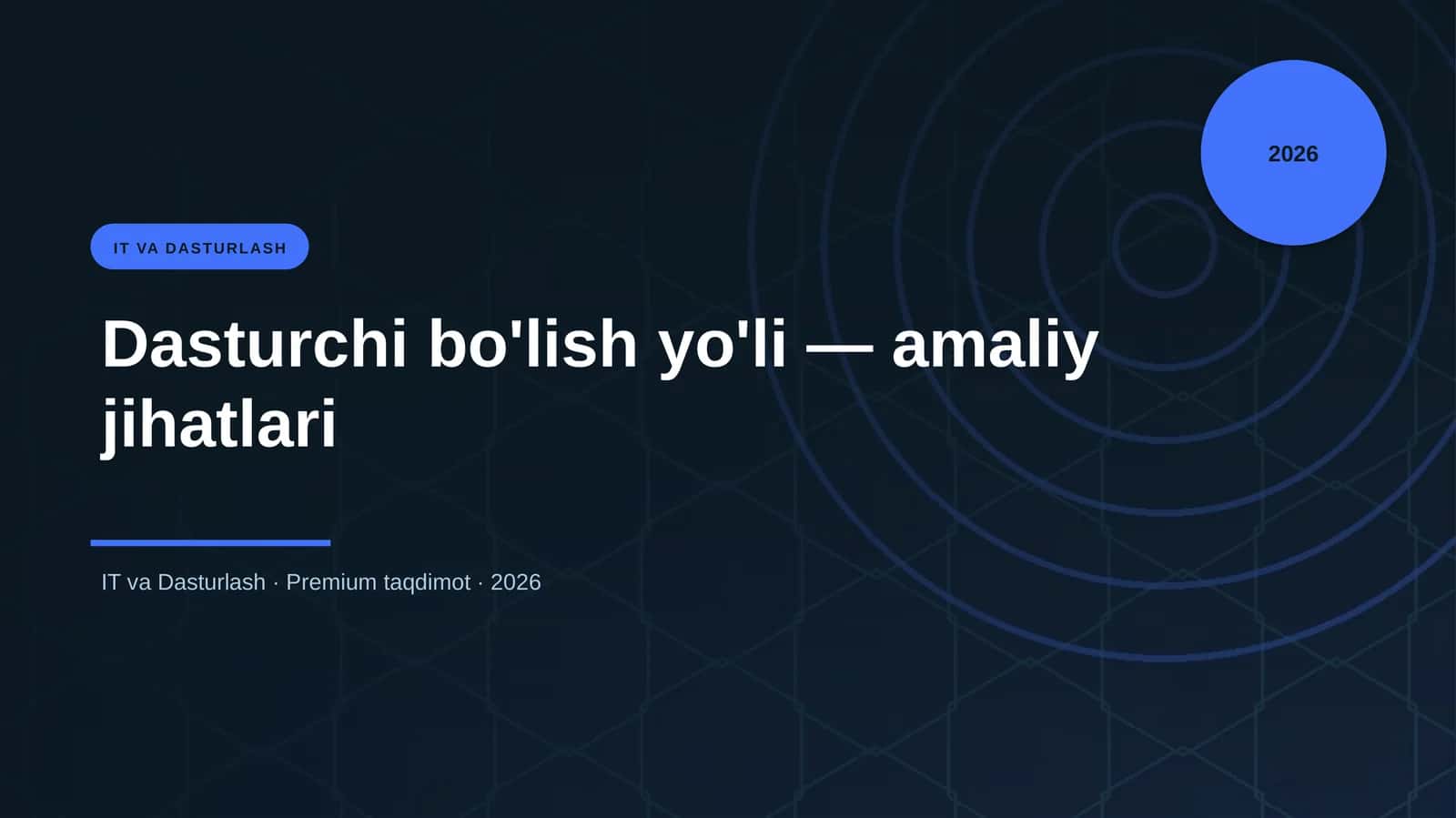 Dasturchi bo'lish yo'li — amaliy jihatlari