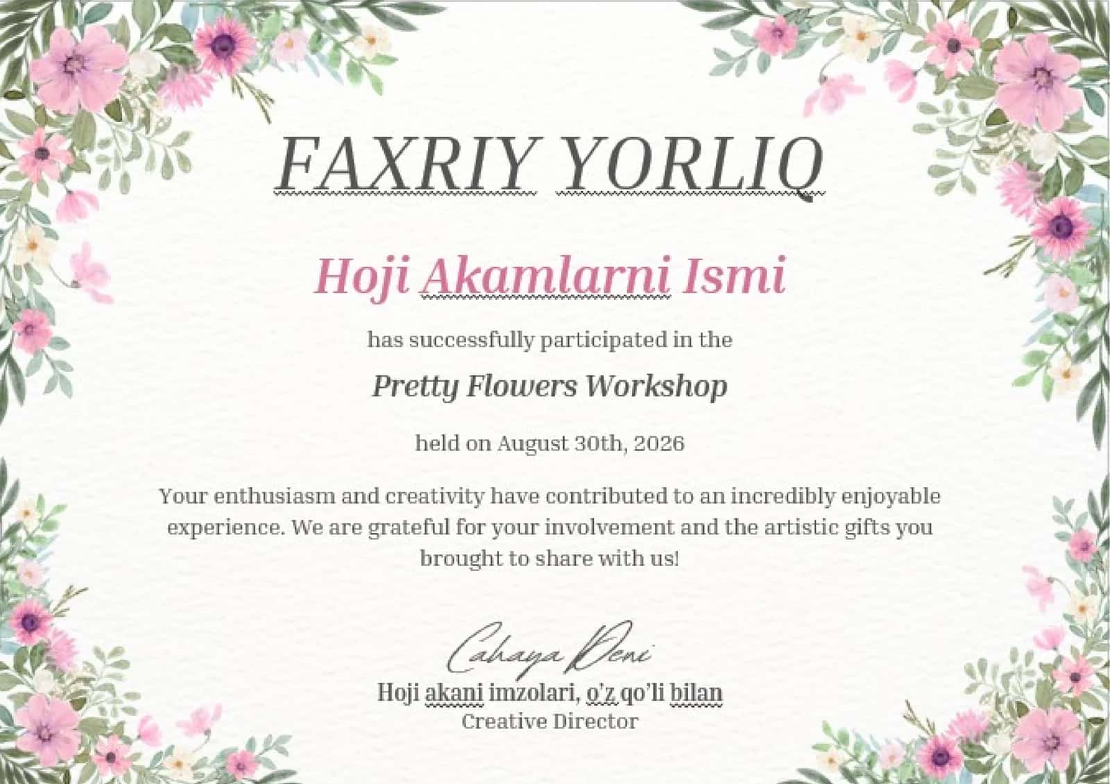 Faxriy yorliq