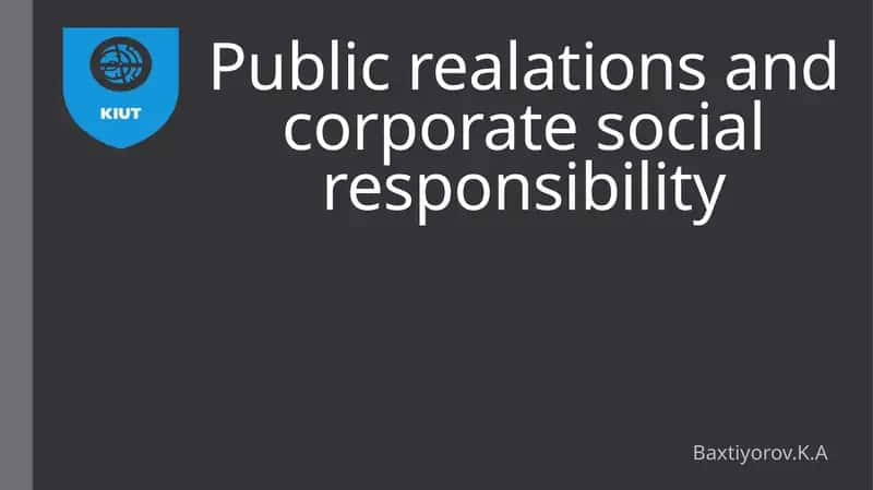 Publicrealationsand Corporate Social Responsibility