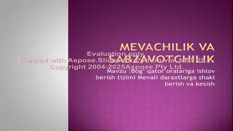 Mevachilik va Sabzavotchilik