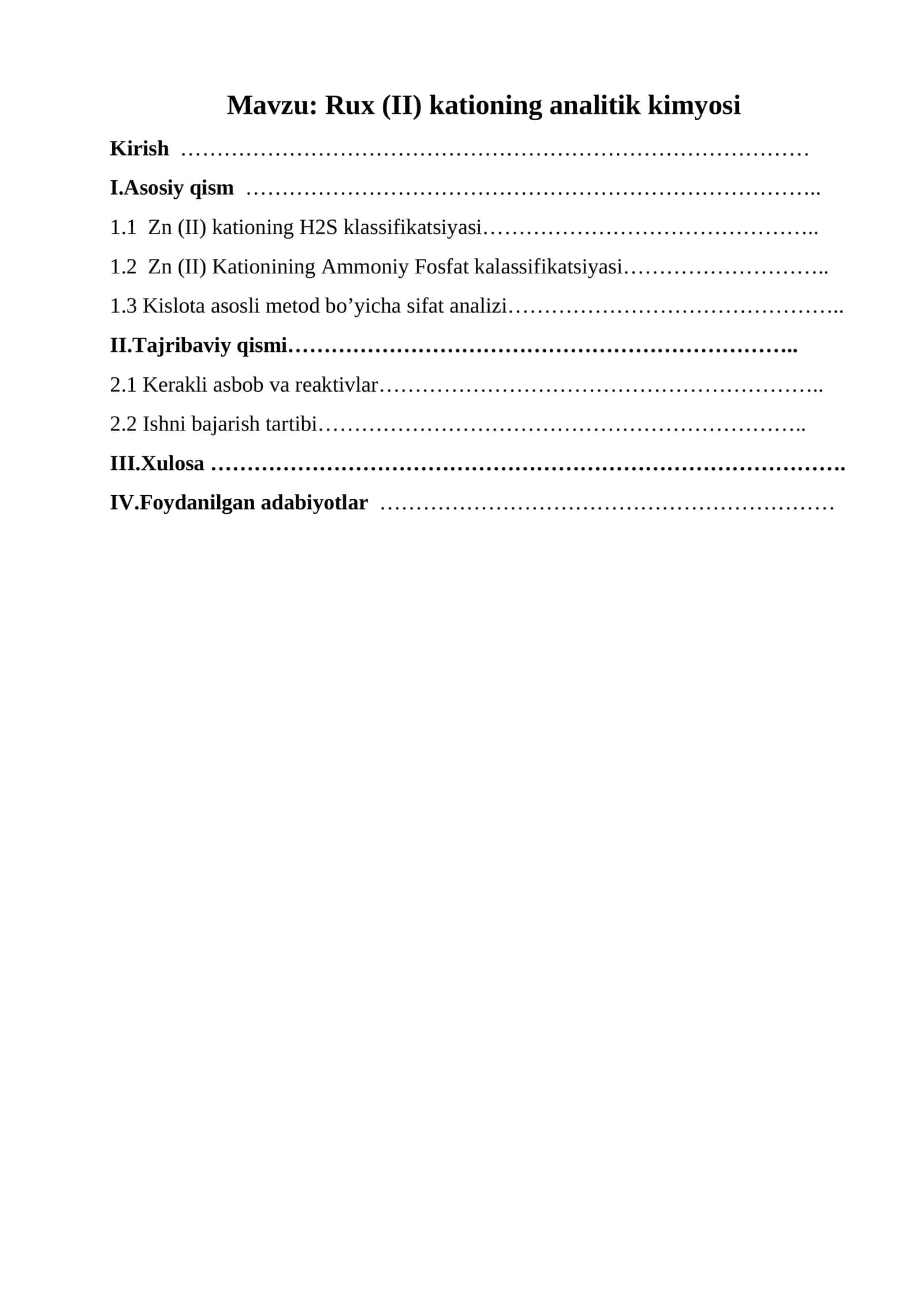 Rux (II) kationing analitik kimyosi