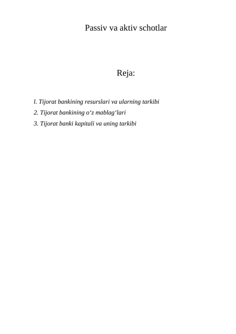 Tijorat banklarining schotlari