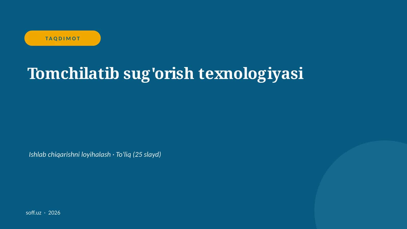 Tomchilatib sug'orish texnologiyasi