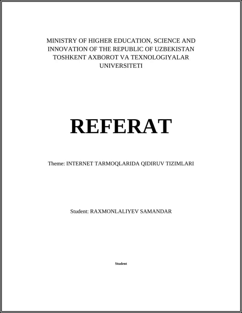 INTERNET TARMOQLARIDA QIDIRUV TIZIMLARI