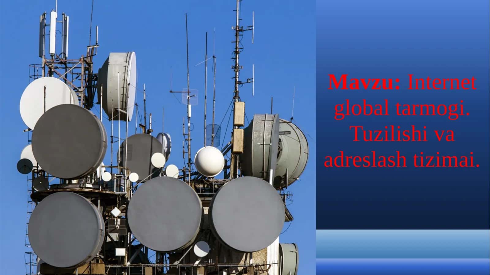 Internet global tarmogi. Tuzilishi va adreslash tizimai
