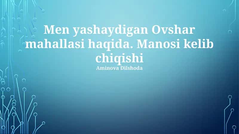 Ovshar mahallasi haqida
