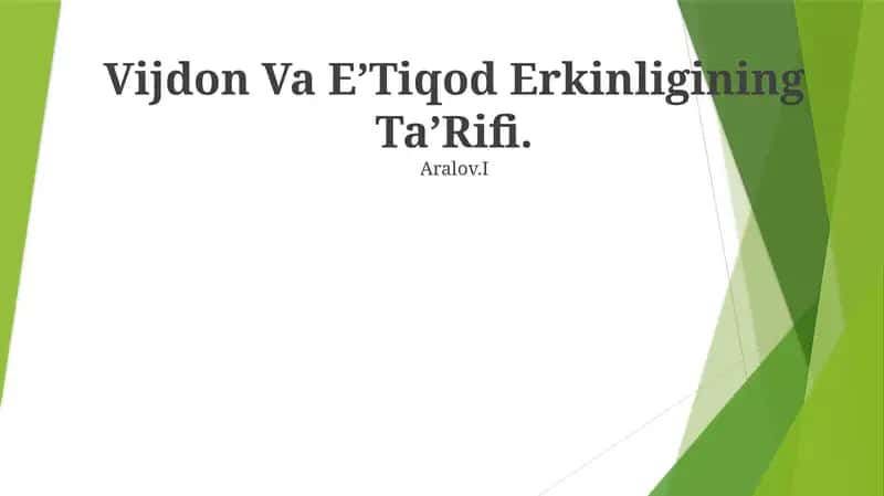 Vijdon Va EʼTiqod Erkinligining TaʼRifi