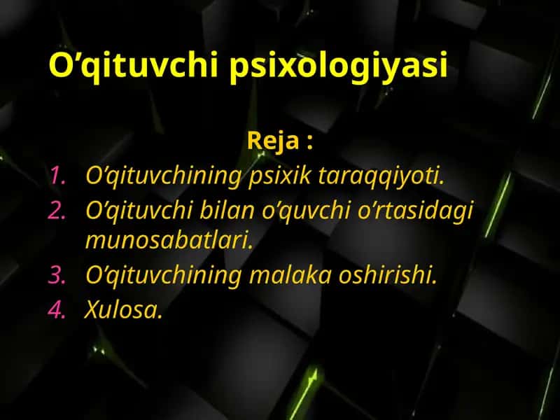 O’qituvchi Psixologiyasi