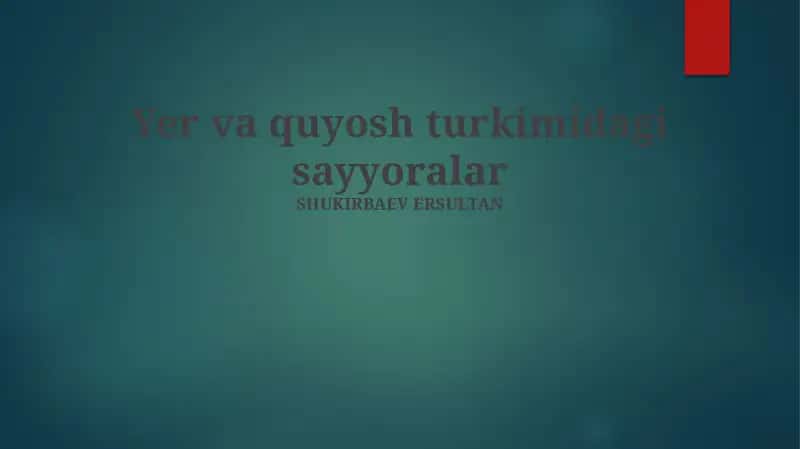 Yer va quyosh turkimidagi sayyoralar