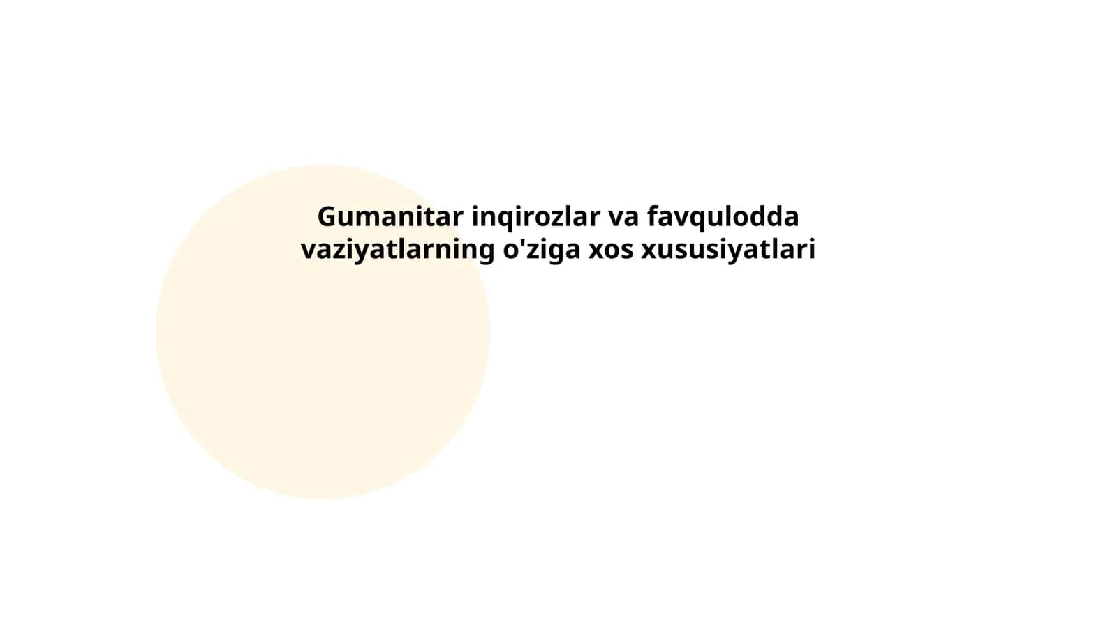 Gumanitar inqirozlar va favqulodda vaziyatlarning o'ziga xos xususiyatlari
