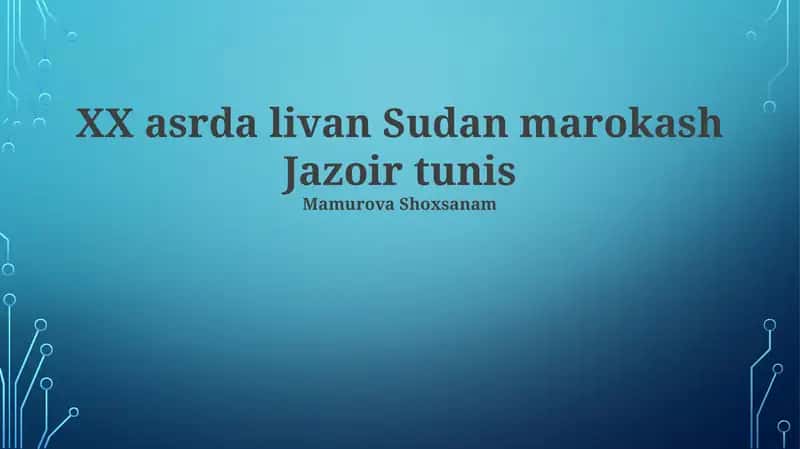 Xavfsizlik masalalari: XX va Shimoliy Afrika
