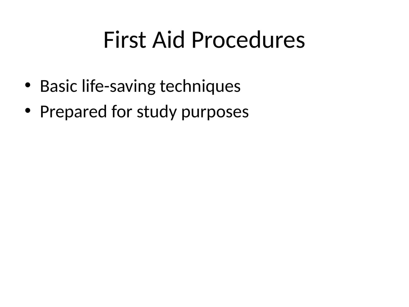 First Aid Procedures