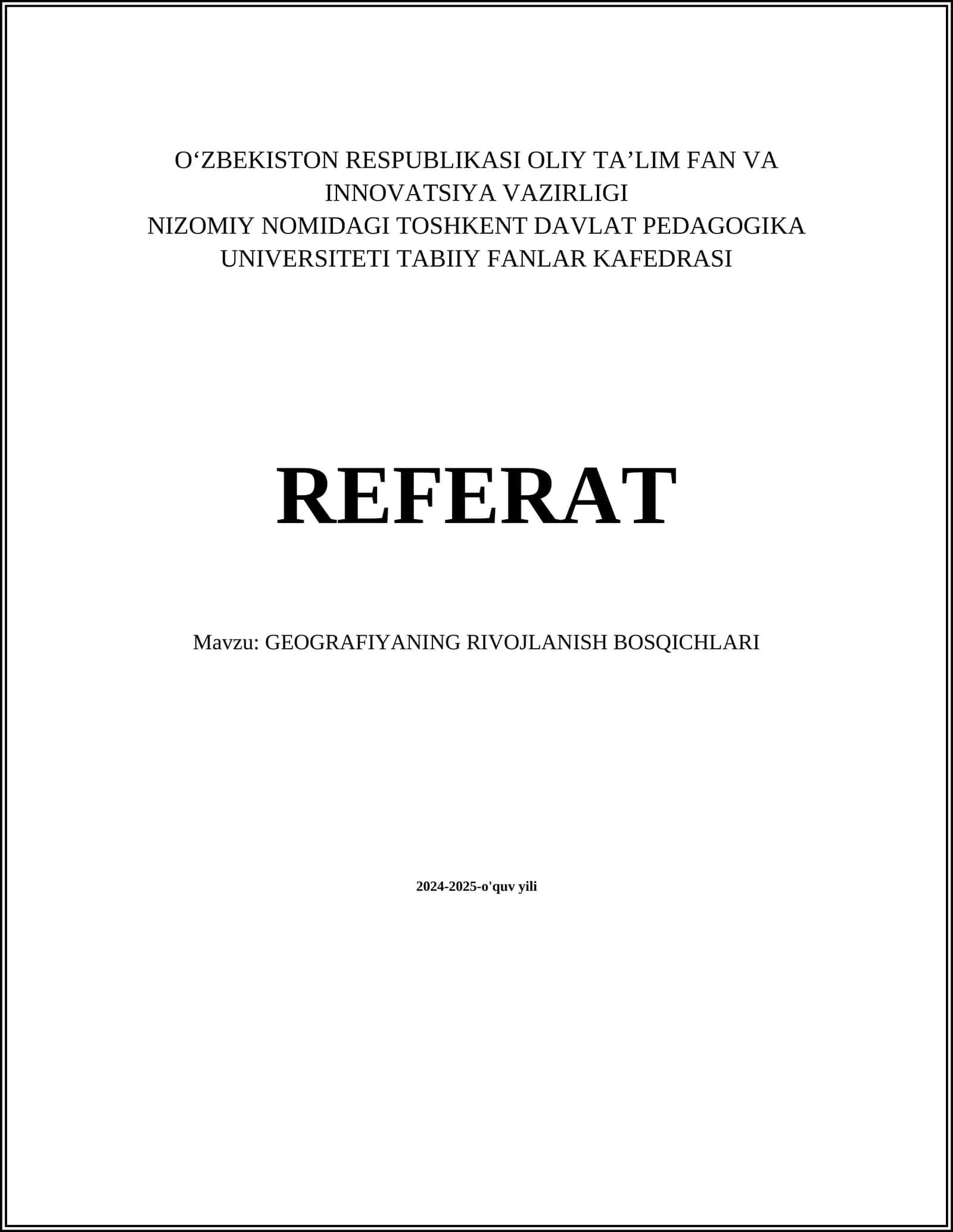 GEOGRAFIYANING RIVOJLANISH BOSQICHLARI