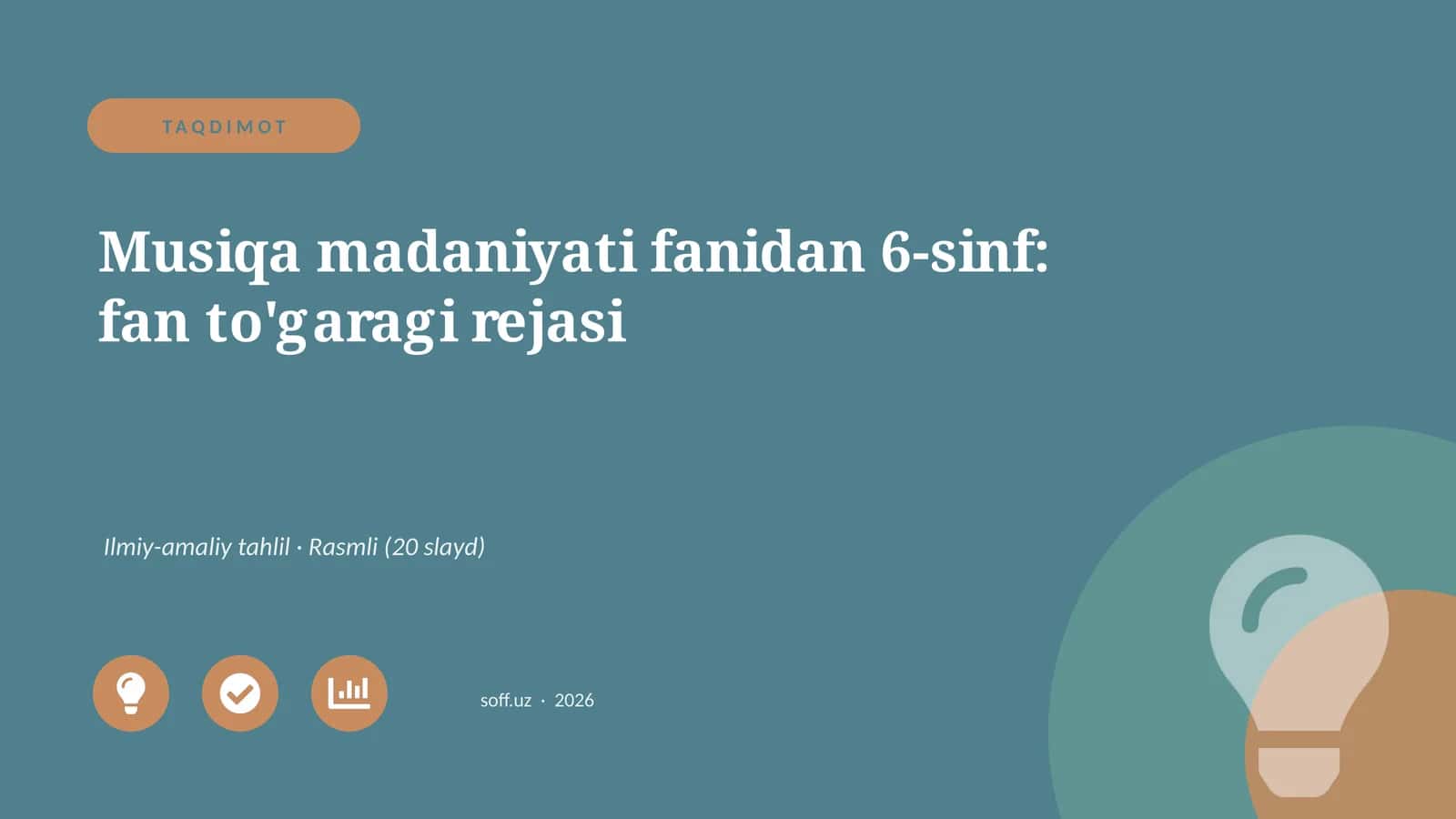 Musiqa madaniyati fanidan 6-sinf: fan to'garagi rejasi