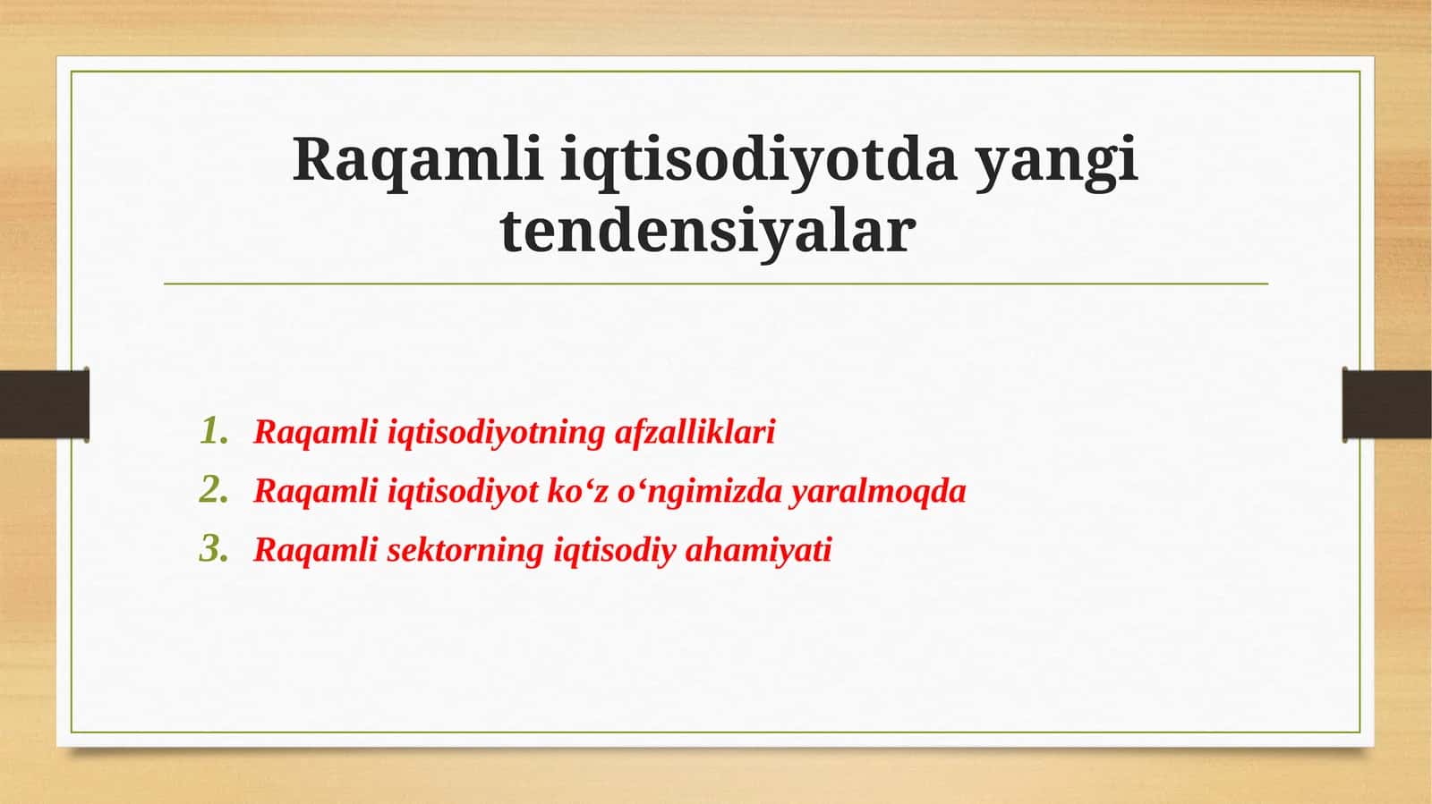 Raqamli iqtisodiyotda yangi tendensiyalar