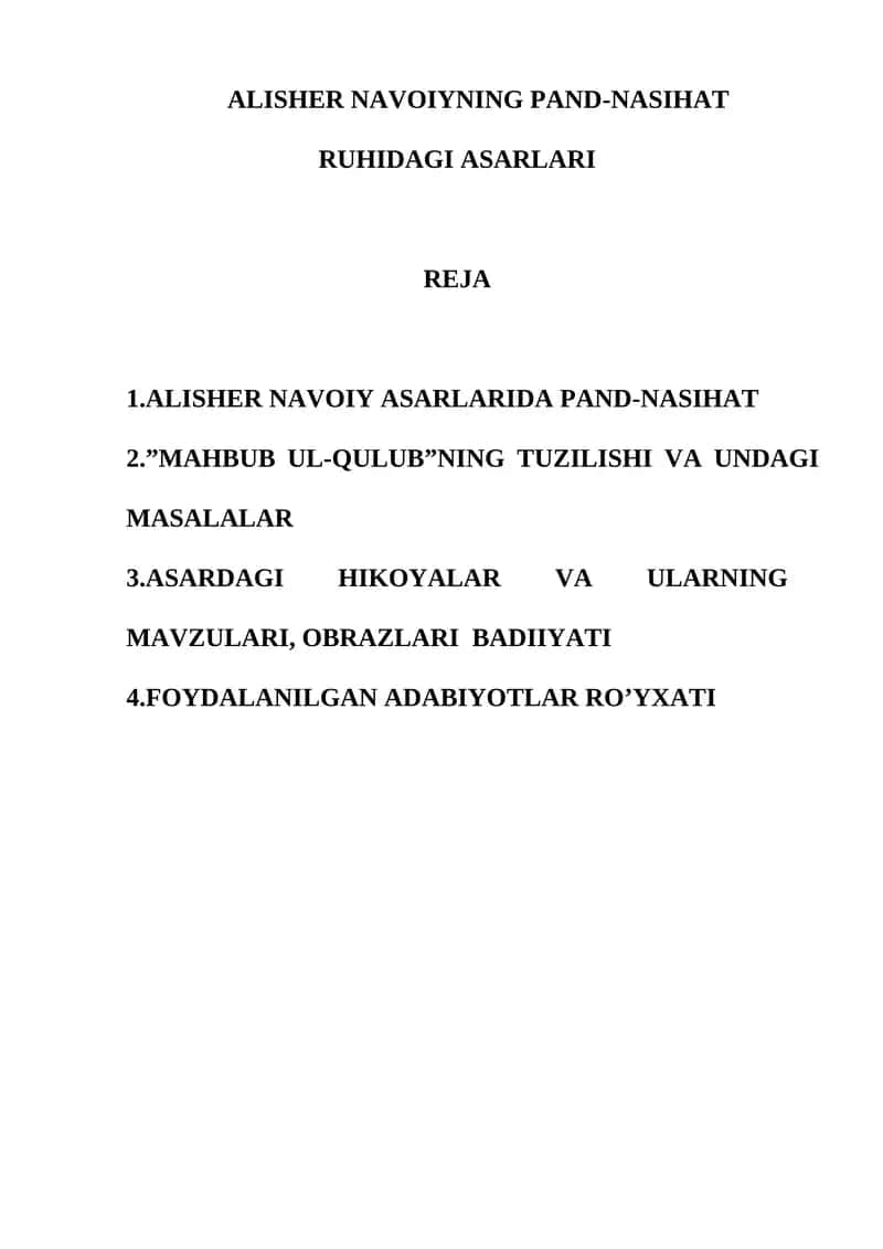 Navoiyning Pand-nasihat ruhidagi asarlari