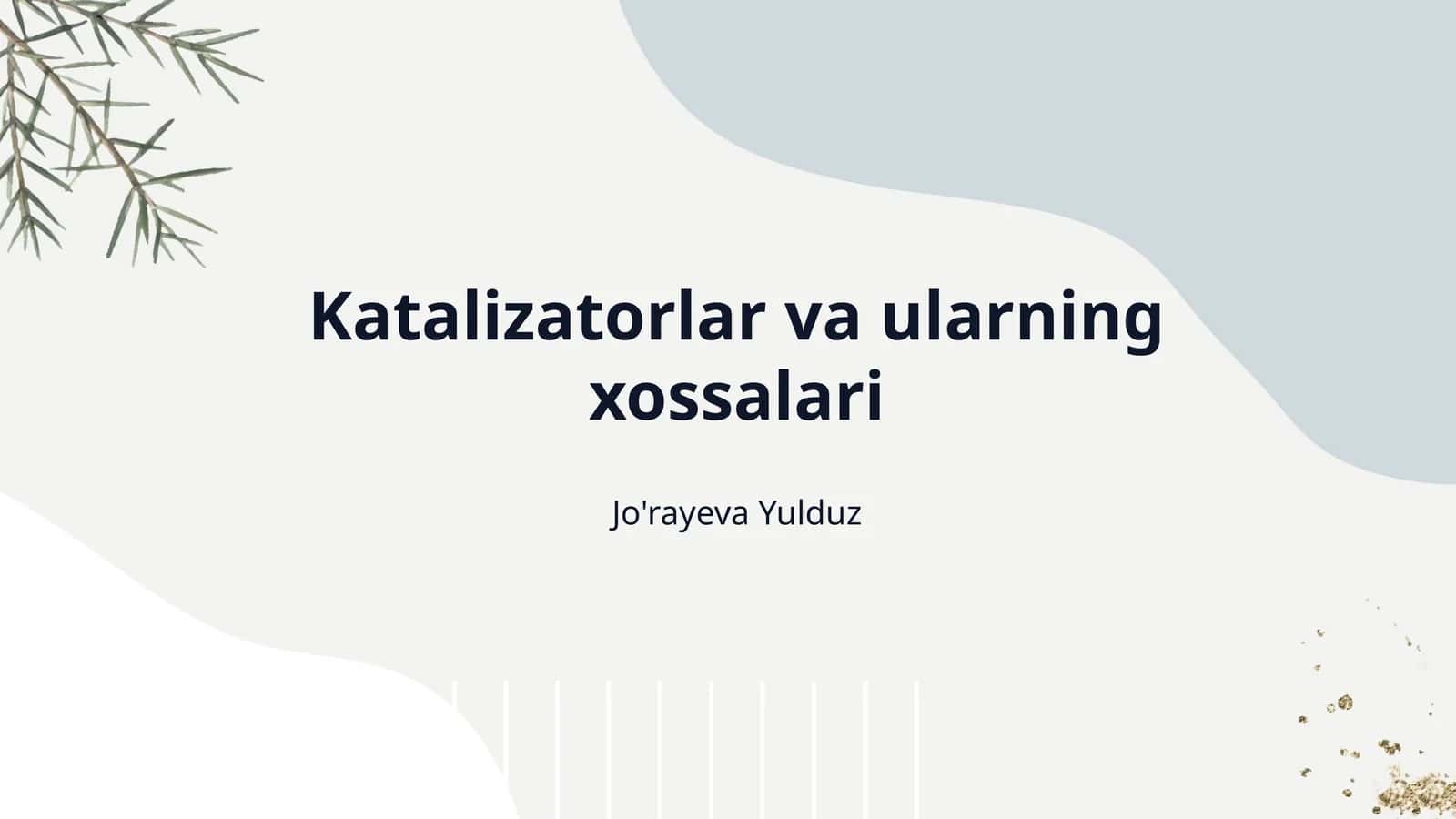 Katalizatorlar va ularning xossalari
